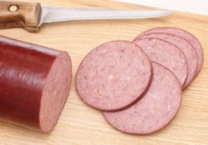 slices of processed sausage